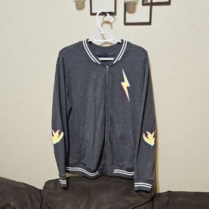 Lovesick Charcoal Zip Up with Colorful Accents